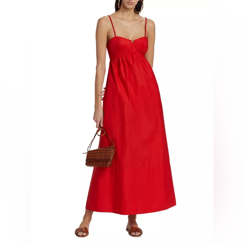 FARM Rio Red Sleeveless Maxi Dress with Sweetheart Neckline